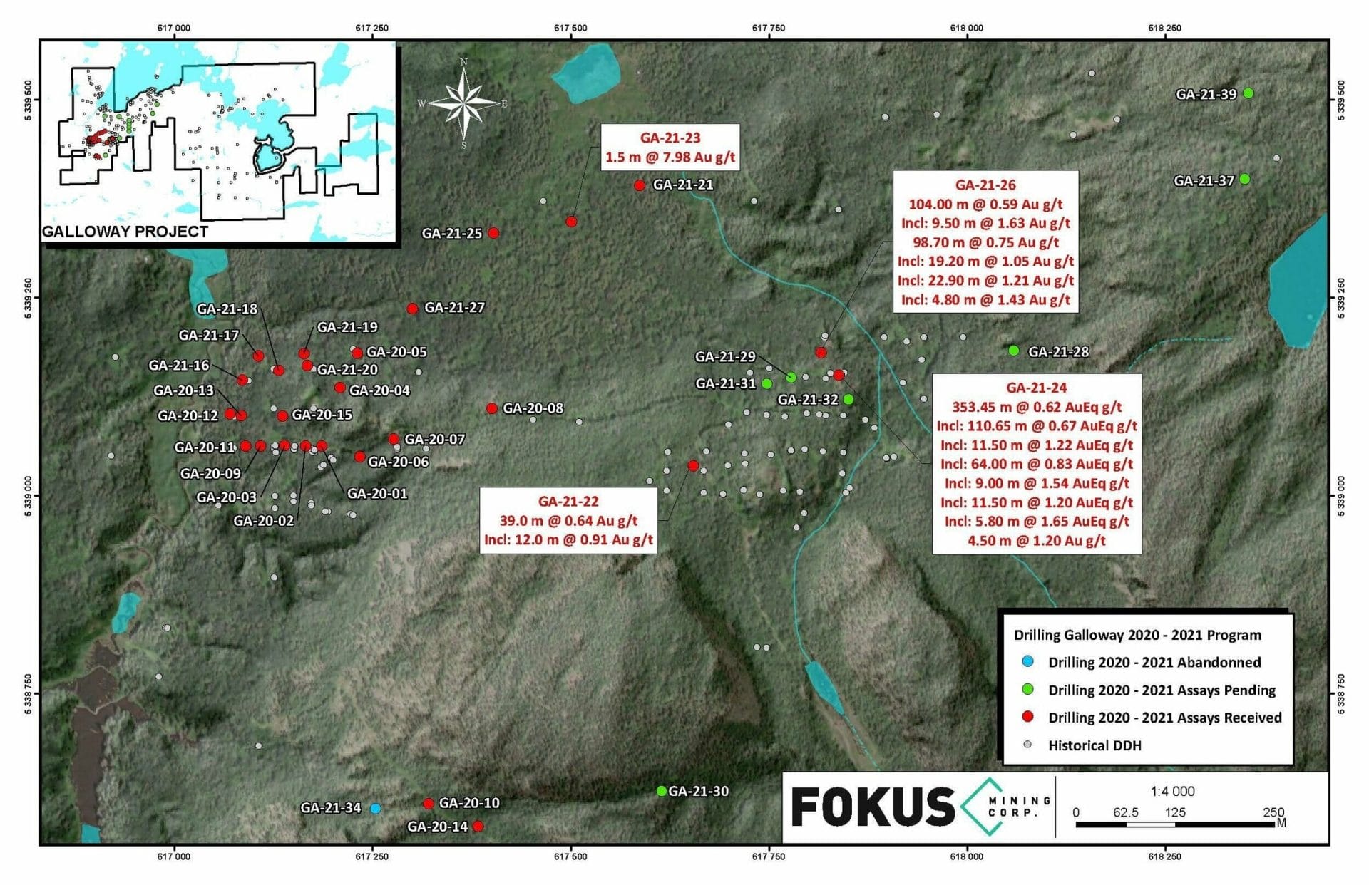 Galloway Drill program 2020-2021 (CNW Group/Fokus Mining Corporation)