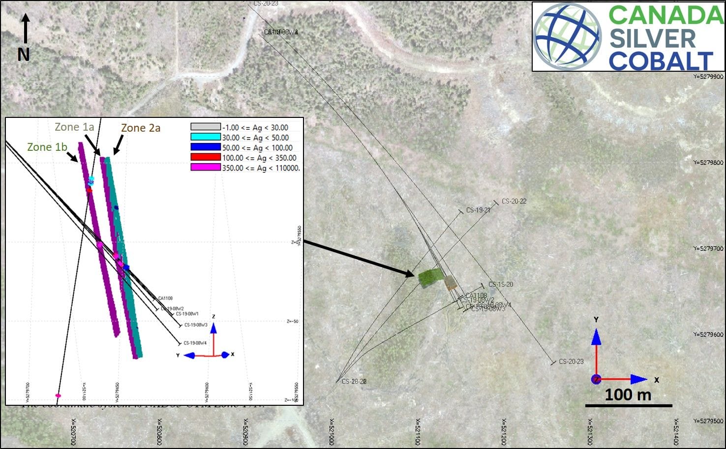 Figure 1: The location of the mineralized envelopes.
